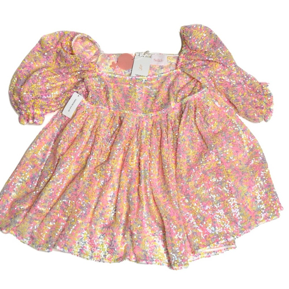 Selkie Rainbow Sequin Puff Dress